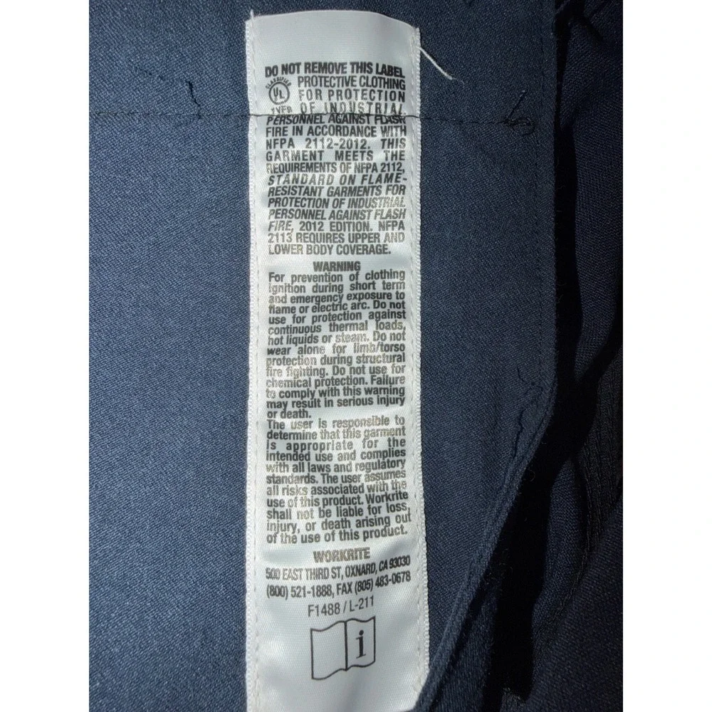Workrite FR Nomex IIIA Navy Blue Flame Resistant Work Pants 34x34 NFPA 2112 HRC1